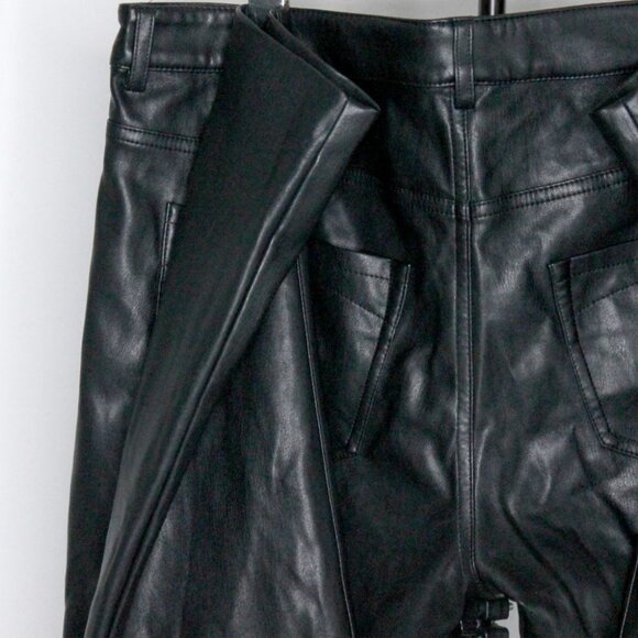 Riani Designer Black Faux Leather Pants Size 12 - Picture 8 of 15